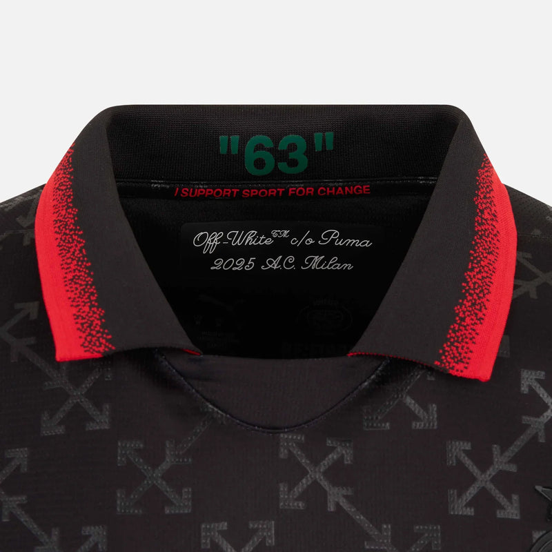 Camisa AC Milan X Off-White 4ª 2025 Edição Limitada "Black" - Torcedor - Lançamento