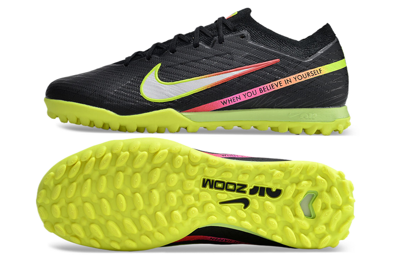 CHUTEIRA NIKE MERCURIAL AIR ZOOM VAPOR 15 ELITE SOCIETY - PRETA E AMARELA