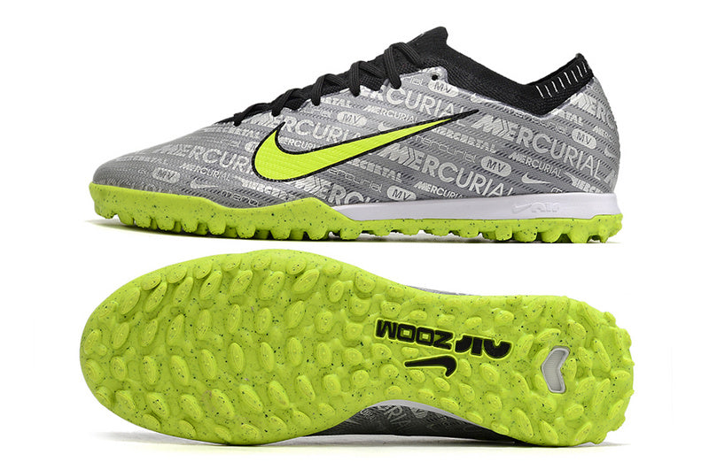 CHUTEIRA NIKE MERCURIAL AIR ZOOM VAPOR 15 ELITE SOCIETY "ANNIVERSARY 25 YEARS" - PRATA E VERDE