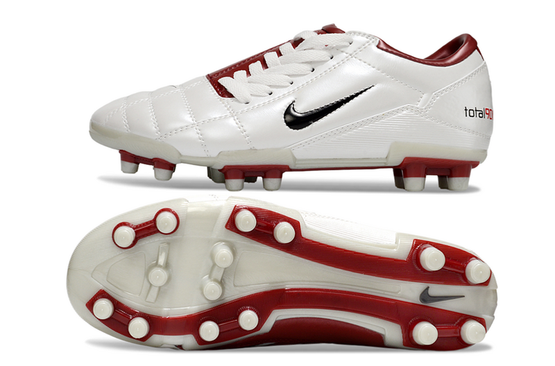CHUTEIRA NIKE TOTAL 90 III CAMPO - BRANCA E VERMELHA