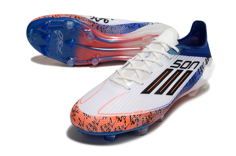 CHUTEIRA ADIDAS F50 ELITE CAMPO "SON" - BRANCA E AZUL