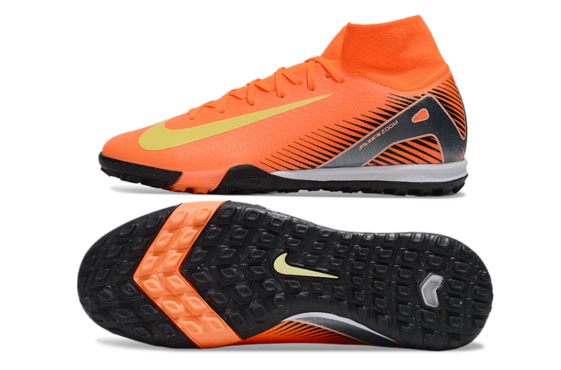 CHUTEIRA NIKE MERCURIAL AIR ZOOM SUPERFLY 10 ELITE SOCIETY - LARANJA E PRETA