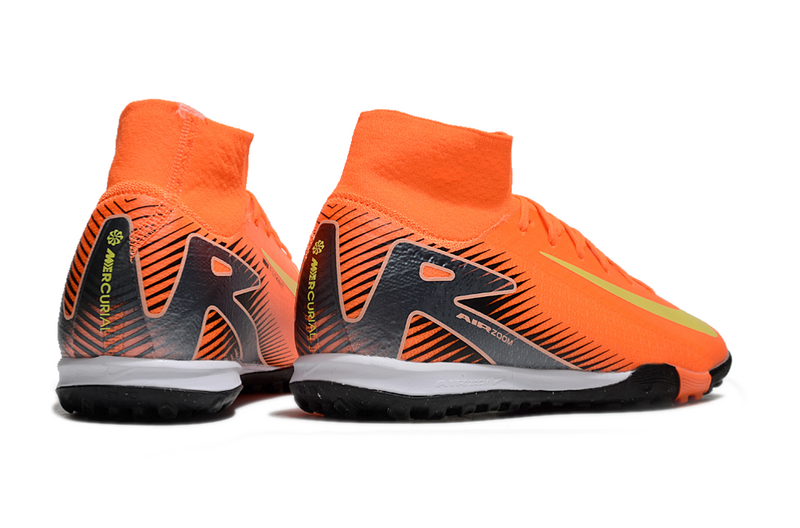 CHUTEIRA NIKE MERCURIAL AIR ZOOM SUPERFLY 10 ELITE SOCIETY - LARANJA E PRETA