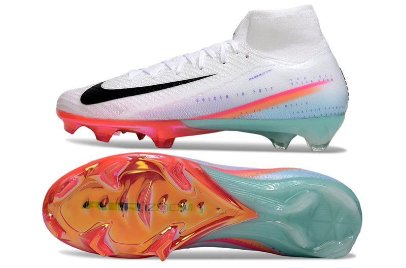 CHUTEIRA NIKE AIR ZOOM MERCURIAL SUPERFLY 10 ELITE CAMPO - BRANCA E COLORIDA