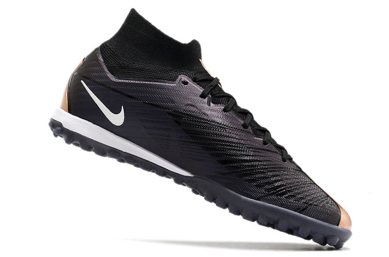 CHUTEIRA NIKE MERCURIAL AIR ZOOM SUPERFLY 9 ELITE SOCIETY "2001" - PRETA E COBRE