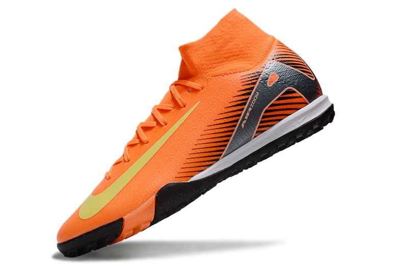 CHUTEIRA NIKE MERCURIAL AIR ZOOM SUPERFLY 10 ELITE SOCIETY - LARANJA E PRETA