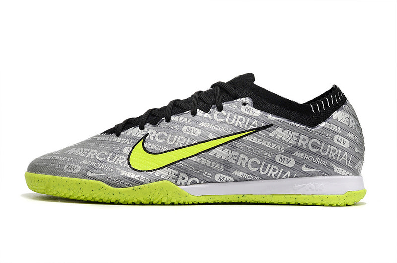 CHUTEIRA NIKE AIR ZOOM MERCURIAL VAPOR 15 ELITE FUTSAL "ANNIVERSARY"- PRATA E VERDE