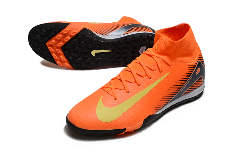 CHUTEIRA NIKE MERCURIAL AIR ZOOM SUPERFLY 10 ELITE SOCIETY - LARANJA E PRETA