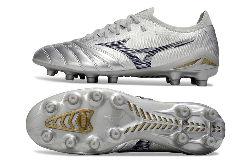 CHUTEIRA MIZUNO MORELIA NEO IV JAPAN CAMPO - CINZA E PRETA