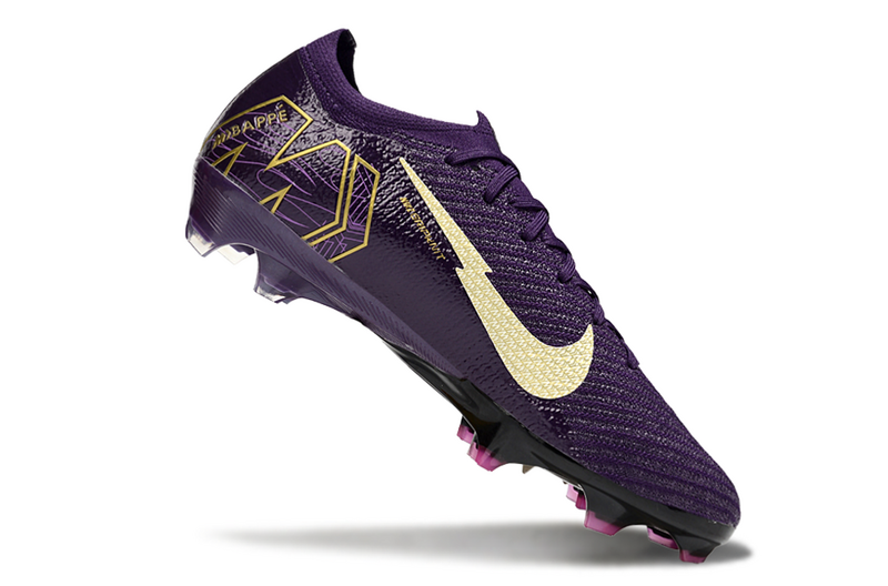 CHUTEIRA NIKE AIR ZOOM MERCURIAL VAPOR 16 ELITE CAMPO "KYLIAN MBAPPÉ" - ROXA E AMARELA