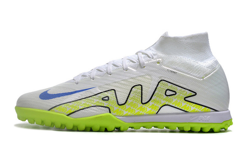 CHUTEIRA NIKE MERCURIAL AIR ZOOM SUPERFLY 9 ELITE SOCIETY - BRANCA E VERDE