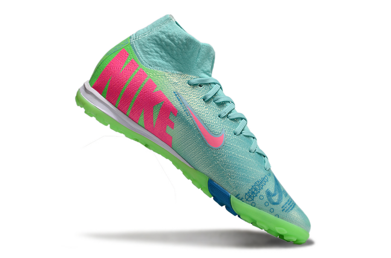 CHUTEIRA NIKE MERCURIAL AIR ZOOM SUPERFLY 10 ELITE SOCIETY - AZUL E VERDE