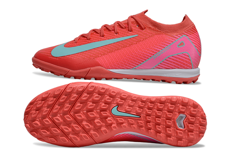 CHUTEIRA NIKE MERCURIAL AIR ZOOM VAPOR 16 ELITE SOCIETY "MAD ENERGY" - VERMELHA E CIANO