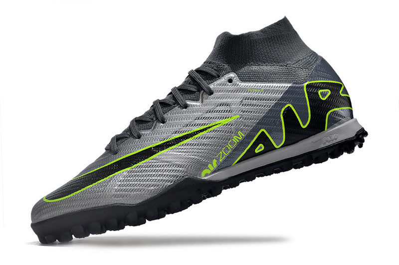 CHUTEIRA NIKE MERCURIAL AIR ZOOM SUPERFLY 9 ELITE SOCIETY - CINZA E VERDE