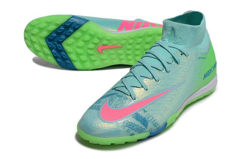 CHUTEIRA NIKE MERCURIAL AIR ZOOM SUPERFLY 10 ELITE SOCIETY - AZUL E VERDE