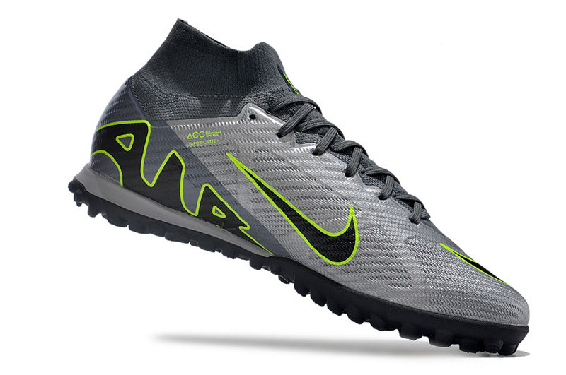CHUTEIRA NIKE MERCURIAL AIR ZOOM SUPERFLY 9 ELITE SOCIETY - CINZA E VERDE