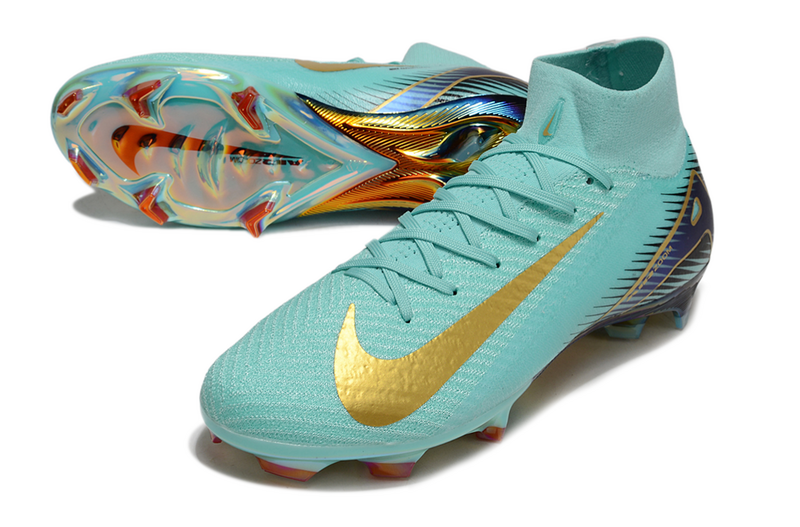 CHUTEIRA NIKE AIR ZOOM MERCURIAL SUPERFLY 10 ELITE CAMPO - VERDE E DOURADA