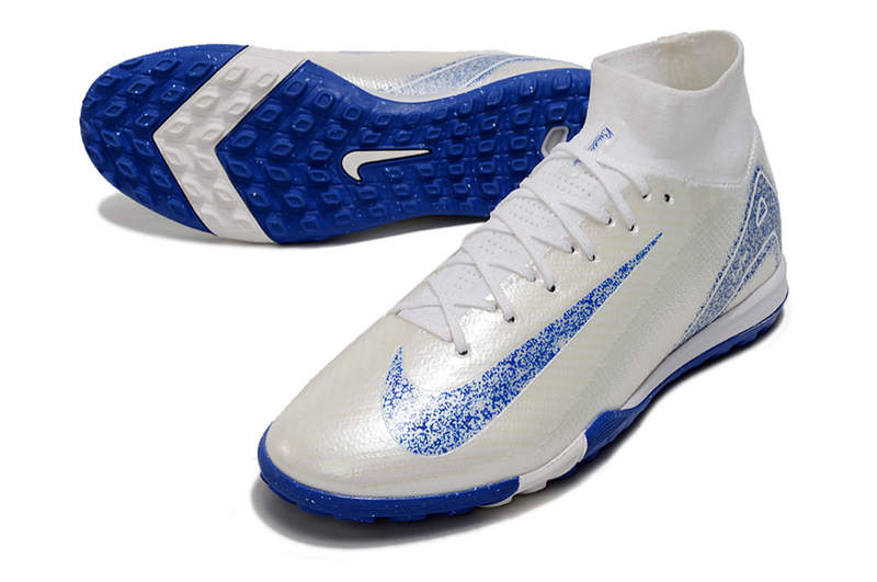 CHUTEIRA NIKE MERCURIAL AIR ZOOM SUPERFLY 10 ELITE SOCIETY "BLUEPRINT" - BRANCA E AZUL
