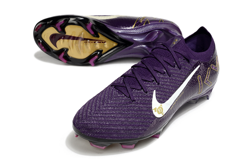 CHUTEIRA NIKE AIR ZOOM MERCURIAL VAPOR 16 ELITE CAMPO "KYLIAN MBAPPÉ" - ROXA E AMARELA