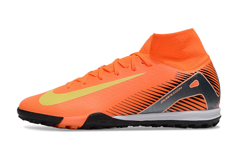 CHUTEIRA NIKE MERCURIAL AIR ZOOM SUPERFLY 10 ELITE SOCIETY - LARANJA E PRETA