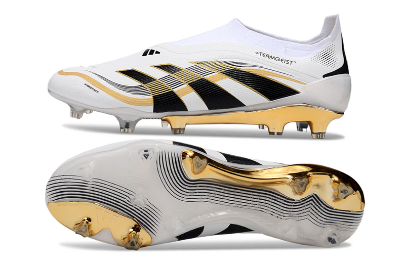 ADIDAS PREDATOR 25 LACELESS ELITE CAMPO "TEAMGEIST" - BRANCA E DOURADA