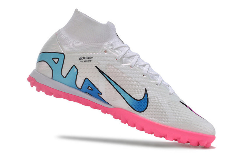 CHUTEIRA NIKE MERCURIAL AIR ZOOM SUPERFLY 9 ELITE SOCIETY - BRANCA E ROSA