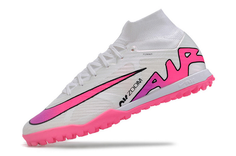 CHUTEIRA NIKE MERCURIAL AIR ZOOM SUPERFLY 9 ELITE SOCIETY - BRANCA E ROSA