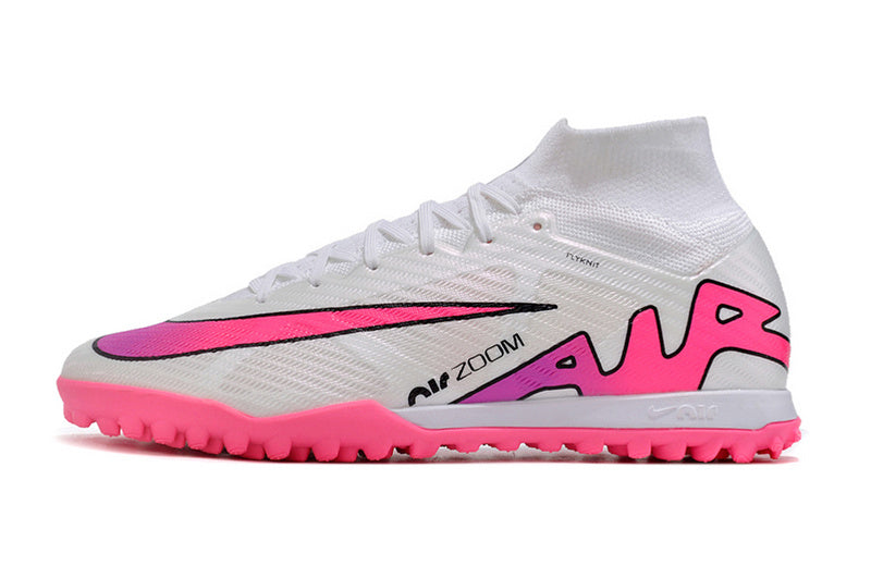 CHUTEIRA NIKE MERCURIAL AIR ZOOM SUPERFLY 9 ELITE SOCIETY - BRANCA E ROSA