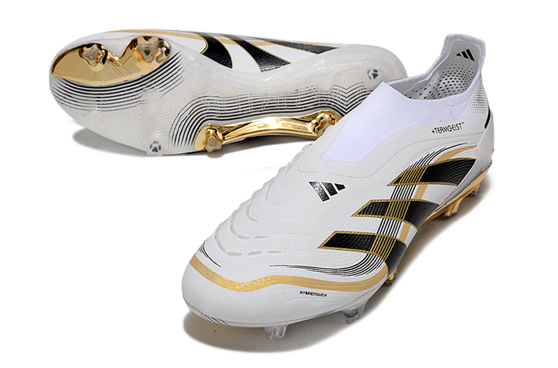 ADIDAS PREDATOR 25 LACELESS ELITE CAMPO "TEAMGEIST" - BRANCA E DOURADA