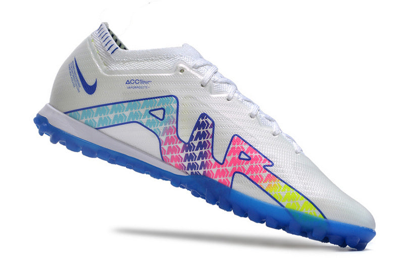CHUTEIRA NIKE MERCURIAL AIR ZOOM VAPOR 15 ELITE SOCIETY - BRANCA E AZUL