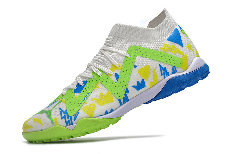 CHUTEIRA PUMA FUTURE ULTIMATE SOCIETY "NEYMAR INSTITUTO" - BRANCA, VERDE E AZUL