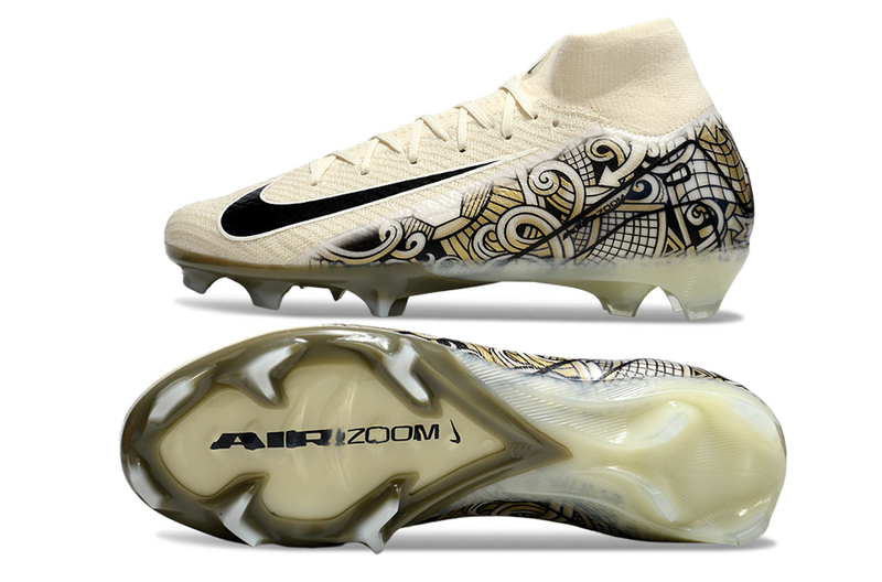 CHUTEIRA NIKE AIR ZOOM MERCURIAL SUPERFLY 10 ELITE CAMPO - BEGE E PRETA