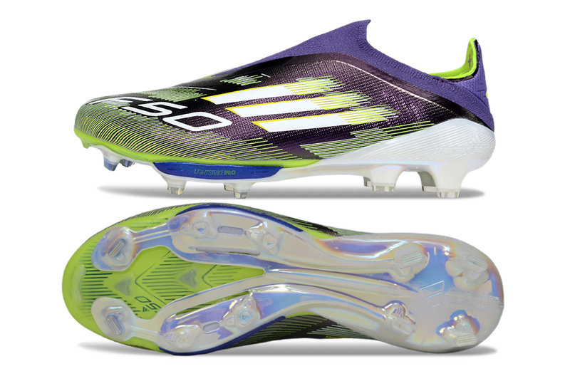 CHUTEIRA ADIDAS F50 LACELESS LIGHTSTRIKE PRO ELITE CAMPO - ROXA E VERDE