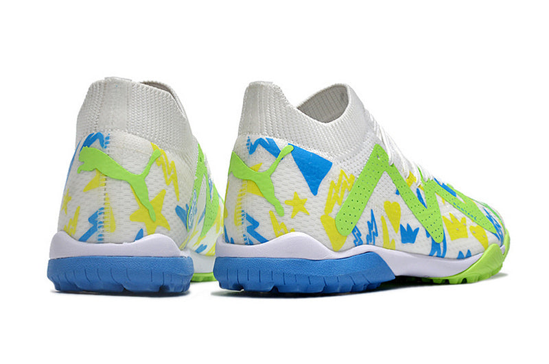 CHUTEIRA PUMA FUTURE ULTIMATE SOCIETY "NEYMAR INSTITUTO" - BRANCA, VERDE E AZUL