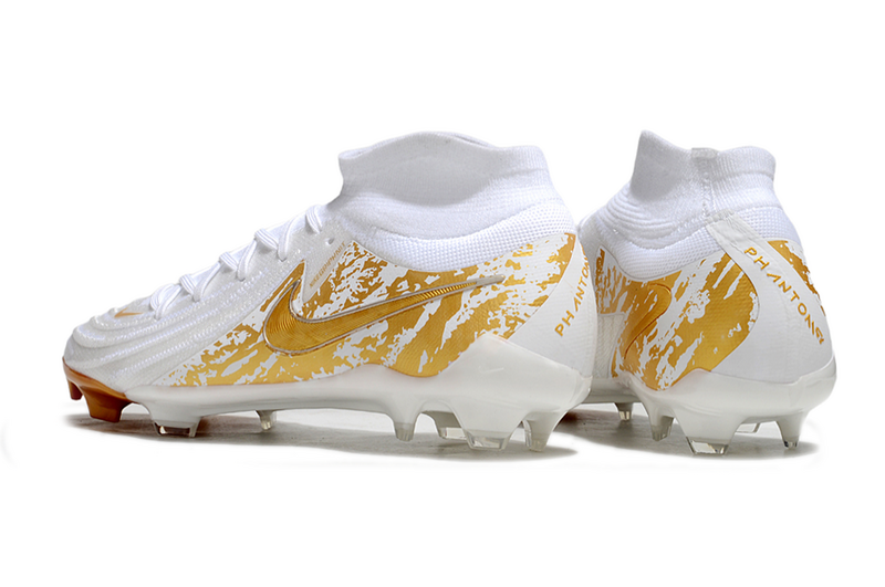 CHUTEIRA NIKE PHANTOM LUNA II ELITE CAMPO - BRANCA E DOURADA