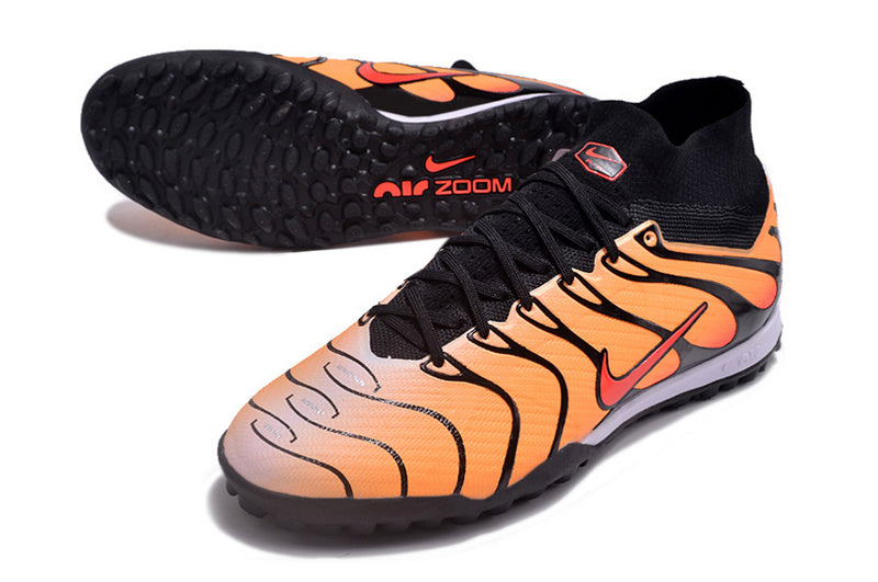 CHUTEIRA NIKE MERCURIAL AIR ZOOM SUPERFLY 9 ELITE SOCIETY "AIR MAX PIMENTO" - LARANJA
