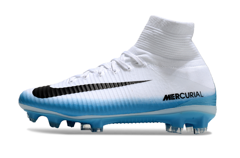 CHUTEIRA NIKE MERCURIAL SUPERFLY 5 ELITE CAMPO - BRANCA E AZUL