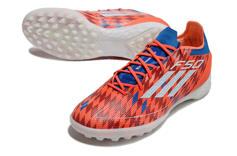 CHUTEIRA ADIDAS F50 SOCIETY - VERMELHA E AZUL