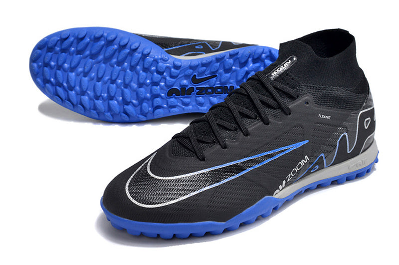 CHUTEIRA NIKE MERCURIAL AIR ZOOM SUPERFLY 9 ELITE SOCIETY "SHADOW" - PRETA E AZUL