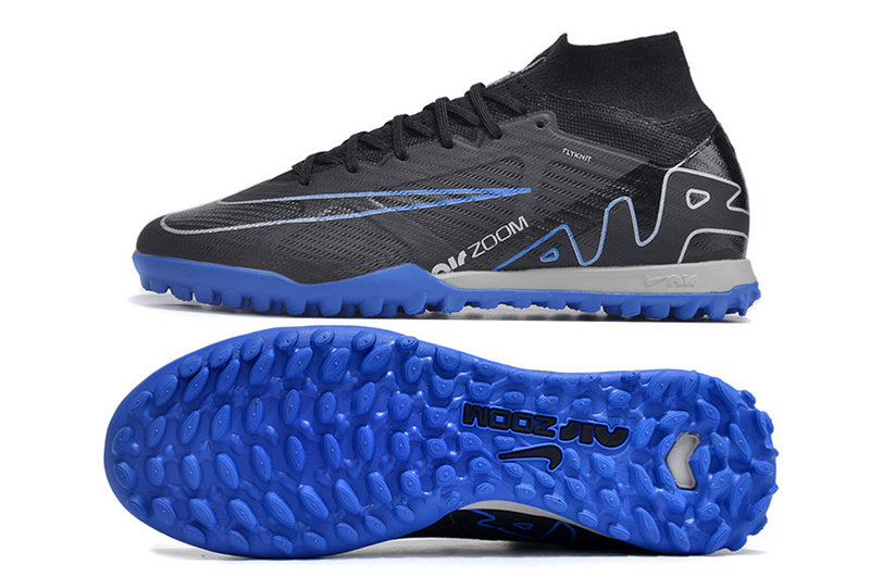 CHUTEIRA NIKE MERCURIAL AIR ZOOM SUPERFLY 9 ELITE SOCIETY "SHADOW" - PRETA E AZUL