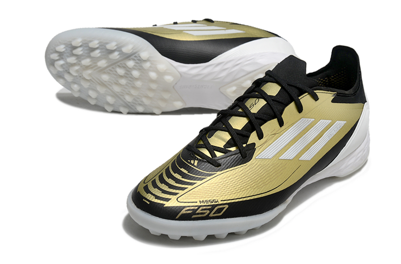 CHUTEIRA ADIDAS F50 SOCIETY "TRIUNFO DOURADO" - DOURADA E PRETA