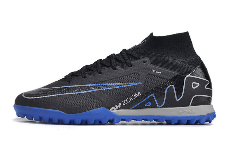 CHUTEIRA NIKE MERCURIAL AIR ZOOM SUPERFLY 9 ELITE SOCIETY "SHADOW" - PRETA E AZUL