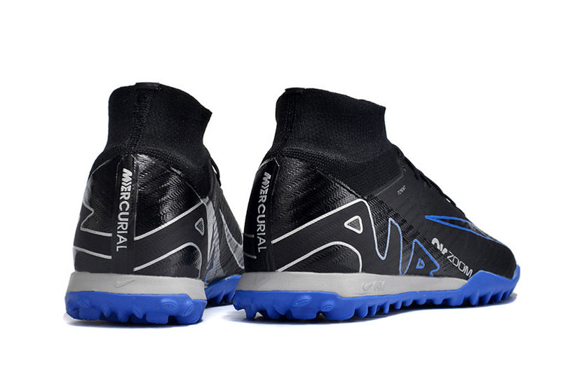 CHUTEIRA NIKE MERCURIAL AIR ZOOM SUPERFLY 9 ELITE SOCIETY "SHADOW" - PRETA E AZUL