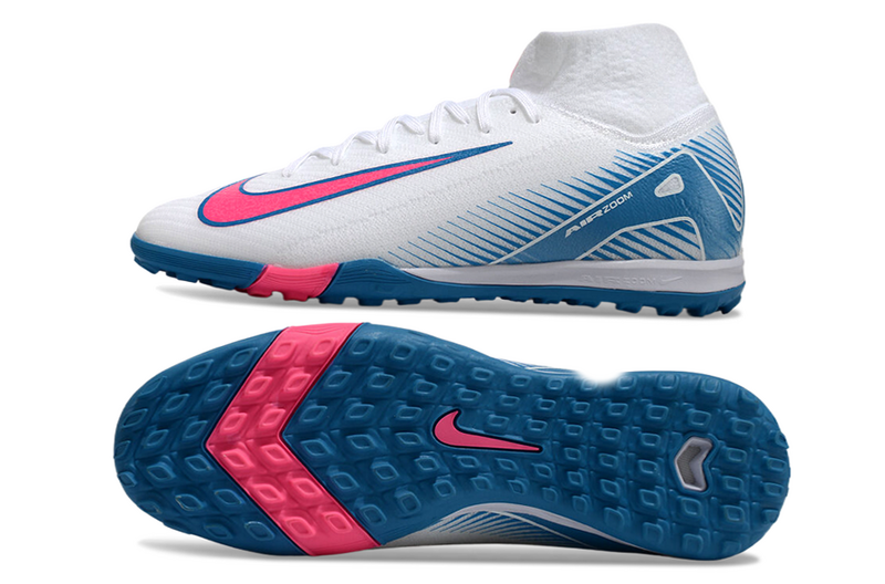 CHUTEIRA NIKE MERCURIAL AIR ZOOM SUPERFLY 10 ELITE SOCIETY - BRANCA E AZUL