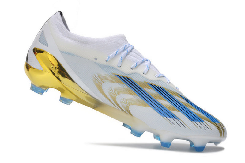 CHUTEIRA ADIDAS X CRAZYFAST.1 CAMPO "LAS ESTRELAS" - BRANCA E DOURADA