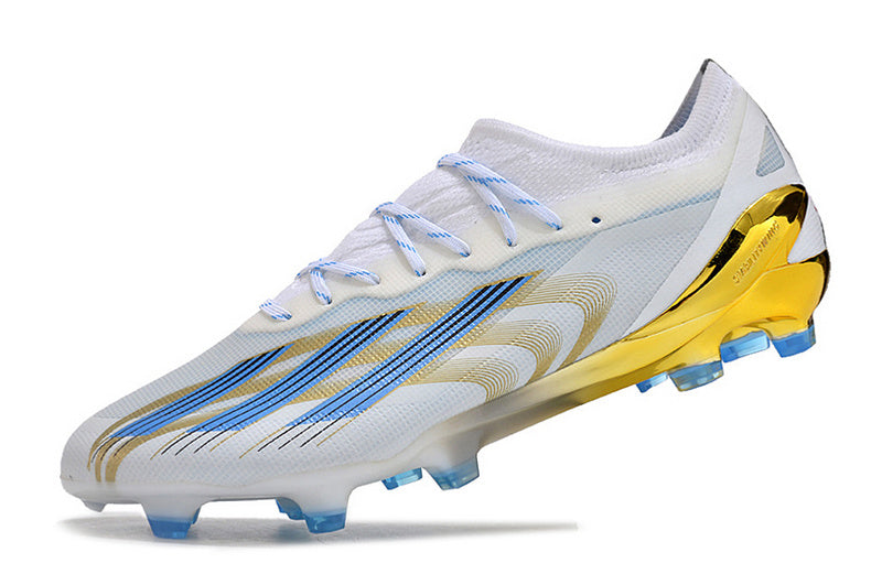 CHUTEIRA ADIDAS X CRAZYFAST.1 CAMPO "LAS ESTRELAS" - BRANCA E DOURADA