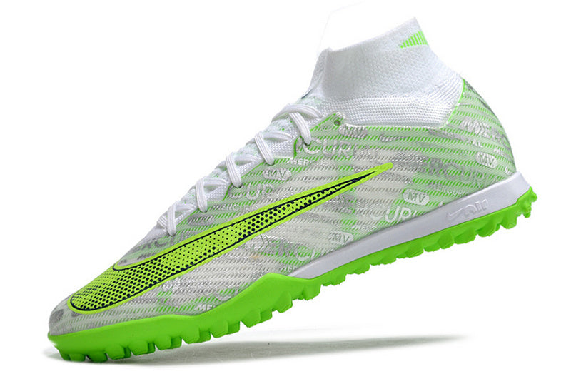 CHUTEIRA NIKE MERCURIAL AIR ZOOM SUPERFLY 9 ELITE SOCIETY - PRATA E VERDE
