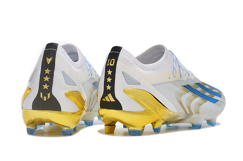 CHUTEIRA ADIDAS X CRAZYFAST.1 CAMPO "LAS ESTRELAS" - BRANCA E DOURADA