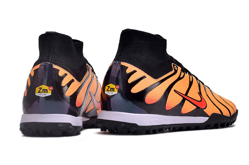 CHUTEIRA NIKE MERCURIAL AIR ZOOM SUPERFLY 9 ELITE SOCIETY "AIR MAX PIMENTO" - LARANJA