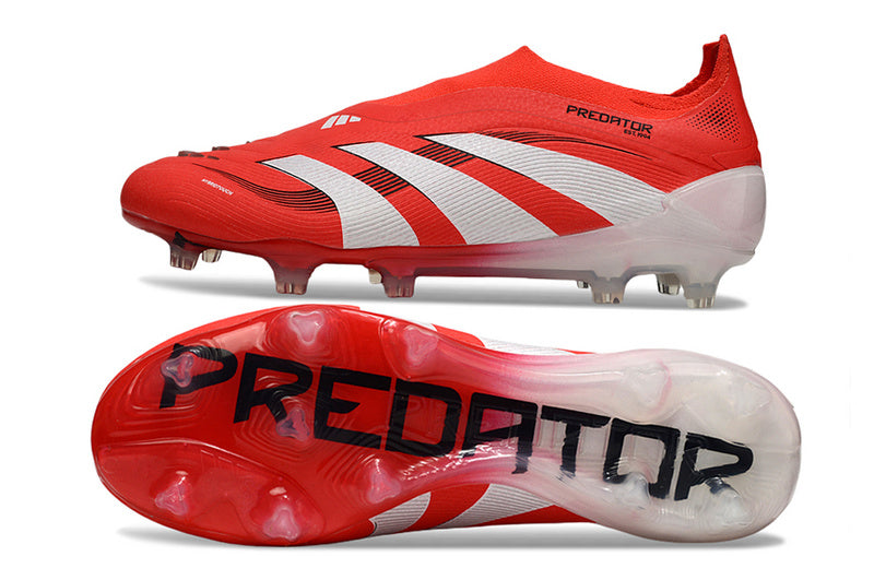 ADIDAS PREDATOR 25 LACELESS ELITE CAMPO "PURE VICTORY" - VERMELHA E BRANCA